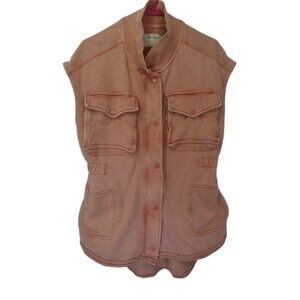 New Free People Coza Utility Vest Cotton Zip-Up Cinnabear Cinnamon Size S